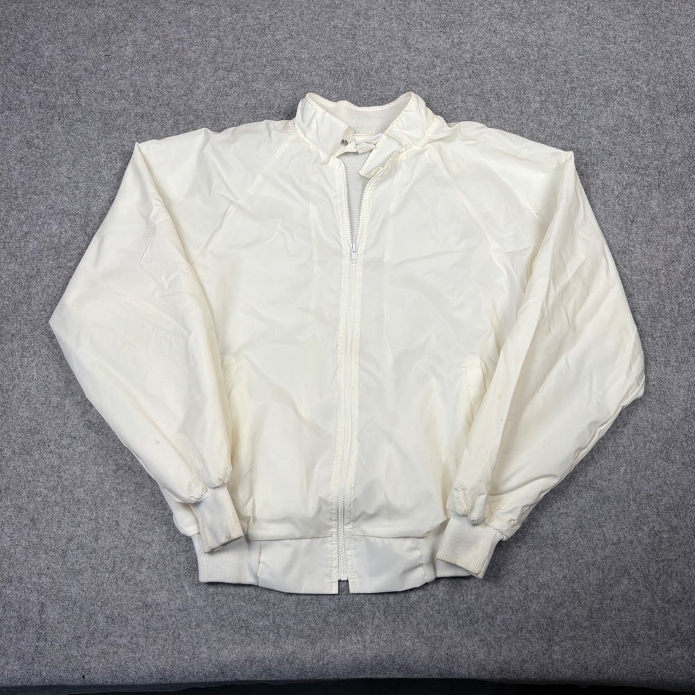 Vintage Hartwell Windbreaker Jacket XL White Made in USA Full Zip Raglan Sleeve